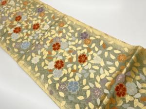 桜散らし模様織出し袋帯